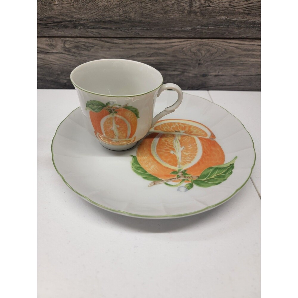 Vintage  Seymour Mann Oranges Snack Plate And Cup JAPAN